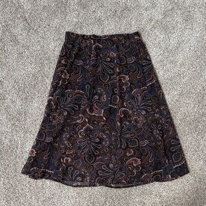Forever 21 Black and Brown Paisley A-Line Skirt